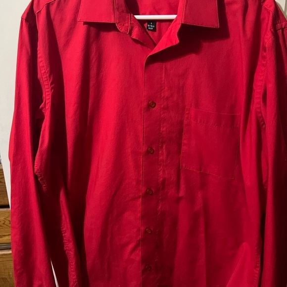 ****Donated****Pierre Cardin Red button down Slim Fit Size L - Picture 2 of 7